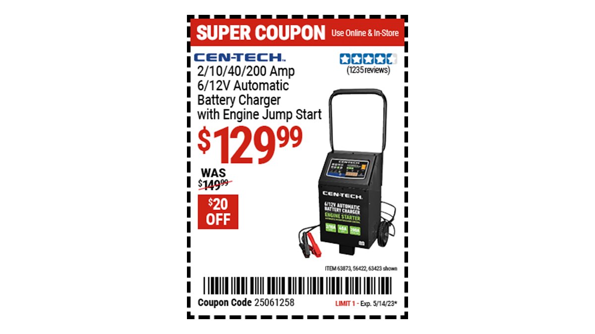Harbor Freight on Twitter "Buy the CENTECH 2/10/40/200 Amp 6/12V