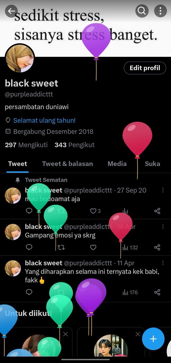 purpleaddicttt's tweet photo. Jarang buka twt, sekalinya buka disambut sama balonn gemoy🥰 https://t.co/w4EDNYBHCY
