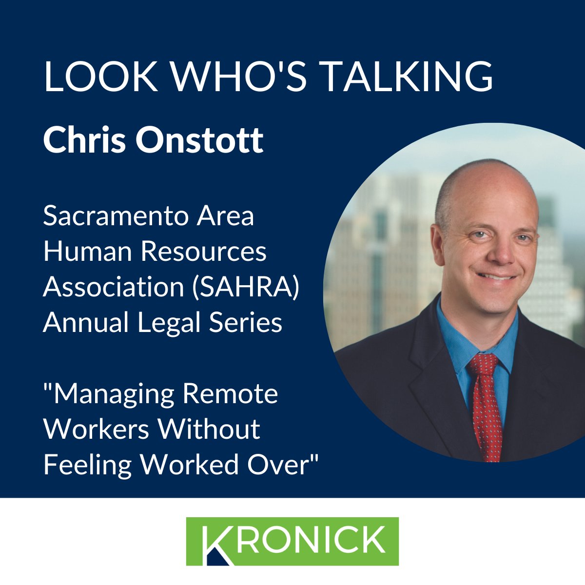 Shareholder Christopher Onstott will present at <a href="/SAHRA_HR/">SAHRA</a> Annual Legal Series. He will provide employers with essential tools that they will need to manage remote and hybrid-remote employees. 

kmtg.com/news/firm-anno…

#employementlaw #employers #californialaw #hr #humanresources