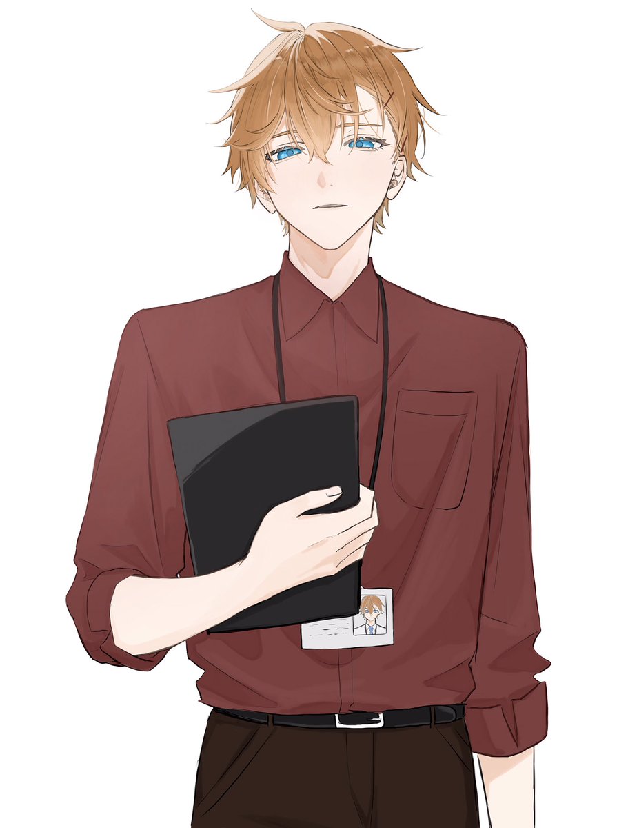 tartaglia (genshin impact) 1boy male focus shirt blue eyes solo pants red shirt  illustration images