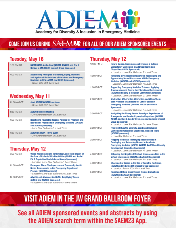 Amazing schedule of events at SAEM23 in Austin next week! Still time to register! saem.org/annual-meeting…