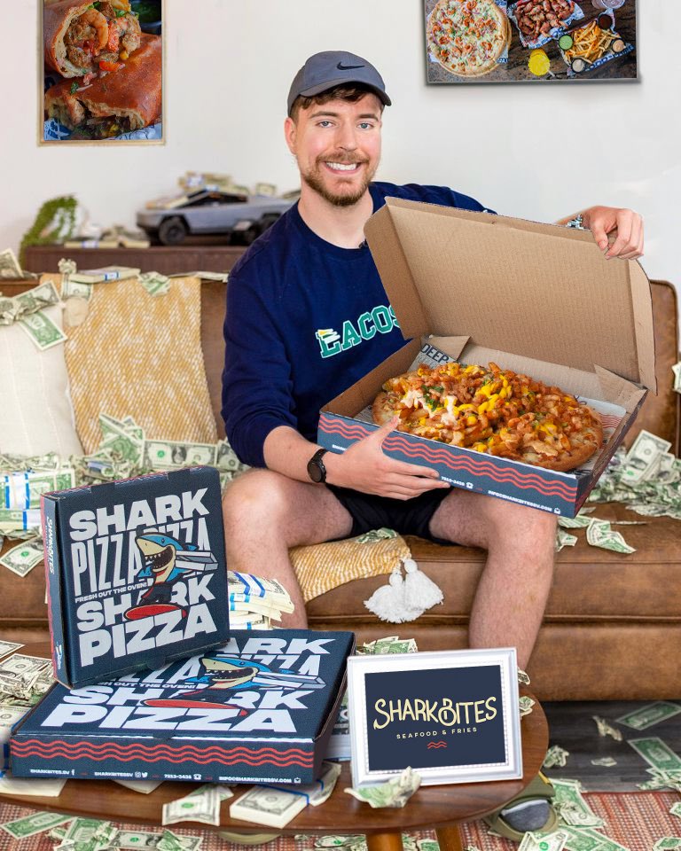 Que emoción RT y Mr. Beast va regalar pizza de SharkBites 😱