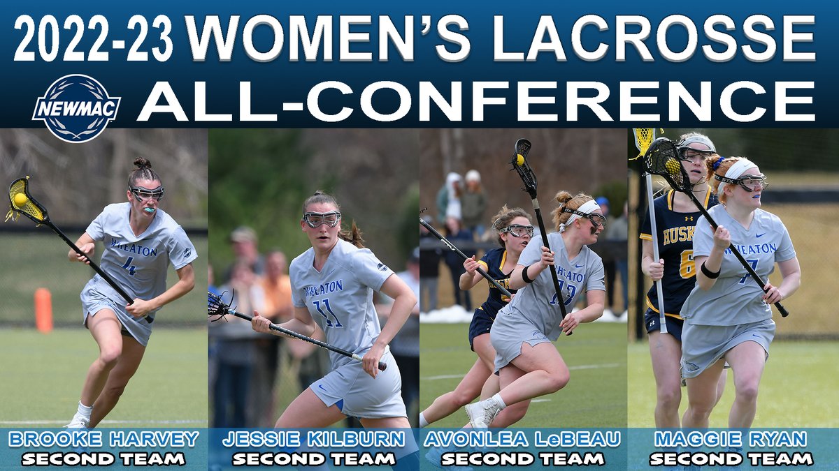 Harvey, Kilburn, LeBeau and Ryan Named to NEWMAC Women's Lacrosse All-Conference Second Team wheatoncollegelyons.com/x/n1v1y #LetsGoWheat <a href="/FreeportFalcons/">Freeport Athletics</a> <a href="/NBHS_nb/">North Branford HS</a> <a href="/ceathletics/">Cape Athletics</a> <a href="/Wheatonwlax/">Wheaton W. Lacrosse</a> <a href="/wheaton/">Wheaton College (MA)</a>