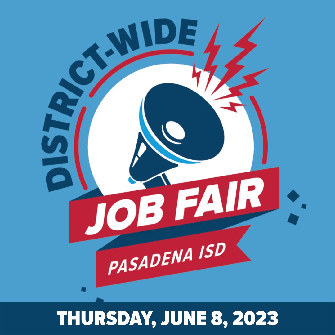 Save the date! Pasadena ISD Human Resources will be hosting its Districtwide Job Fair on June 8th.  More information coming soon. ⭐️