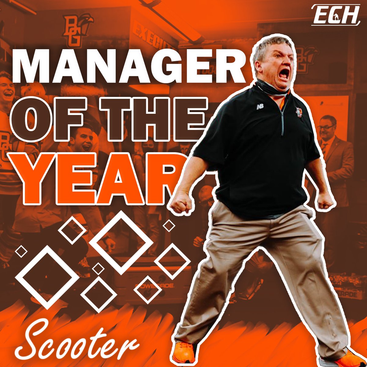 BREAKING!!!!

The 2023 ECH Manager of The Year Award goes to Scott Jess, AKA "Scooter" from @BGFalconHockey 🏆👏

Thanks for all you do for the game Scooter! Legend 🐐