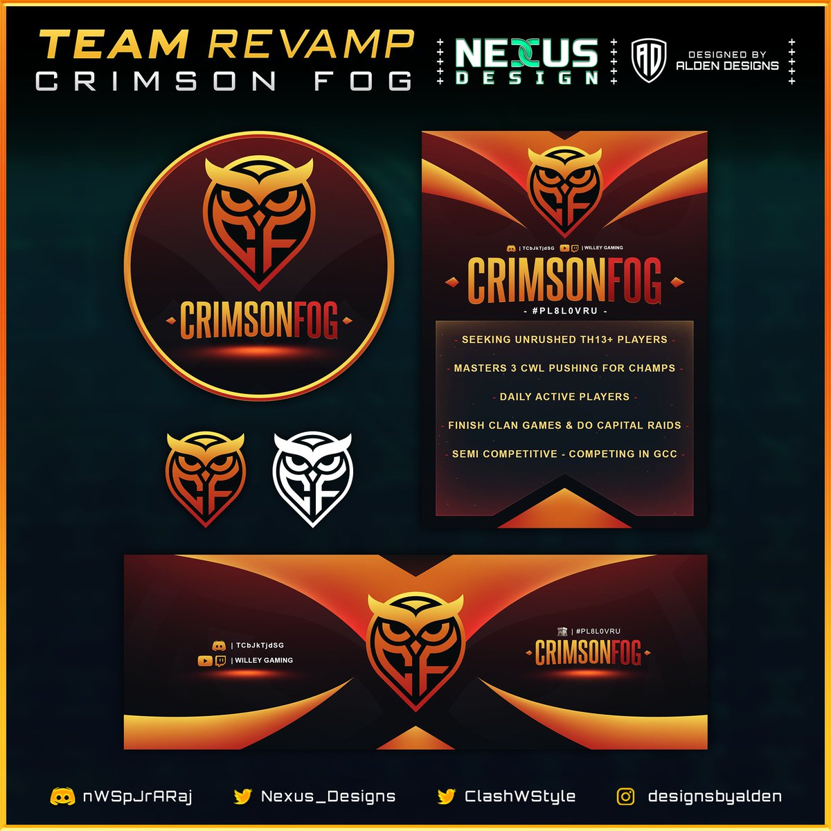 Nexus Design (@nexus_designs) on Twitter photo 😍┋Team Revamp for Crimson Fog (<a href="/WilleyGaming/">Willey Gaming</a>)
🎨┋Designed by @ClashWStyle
💎┋Order here: discord.gg/nWSpJrARaj 😍┋Team Revamp for Crimson Fog (<a href="/WilleyGaming/">Willey Gaming</a>)
🎨┋Designed by @ClashWStyle
💎┋Order here: discord.gg/nWSpJrARaj