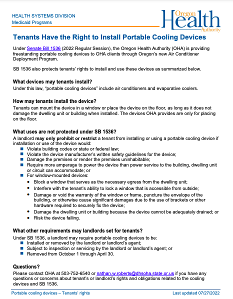 With high temperatures expected across the state this week, a reminder that the Right to Cooling law we won last year in state legislature makes it easier for Tenants to install A/C in our units! Read your protections here: