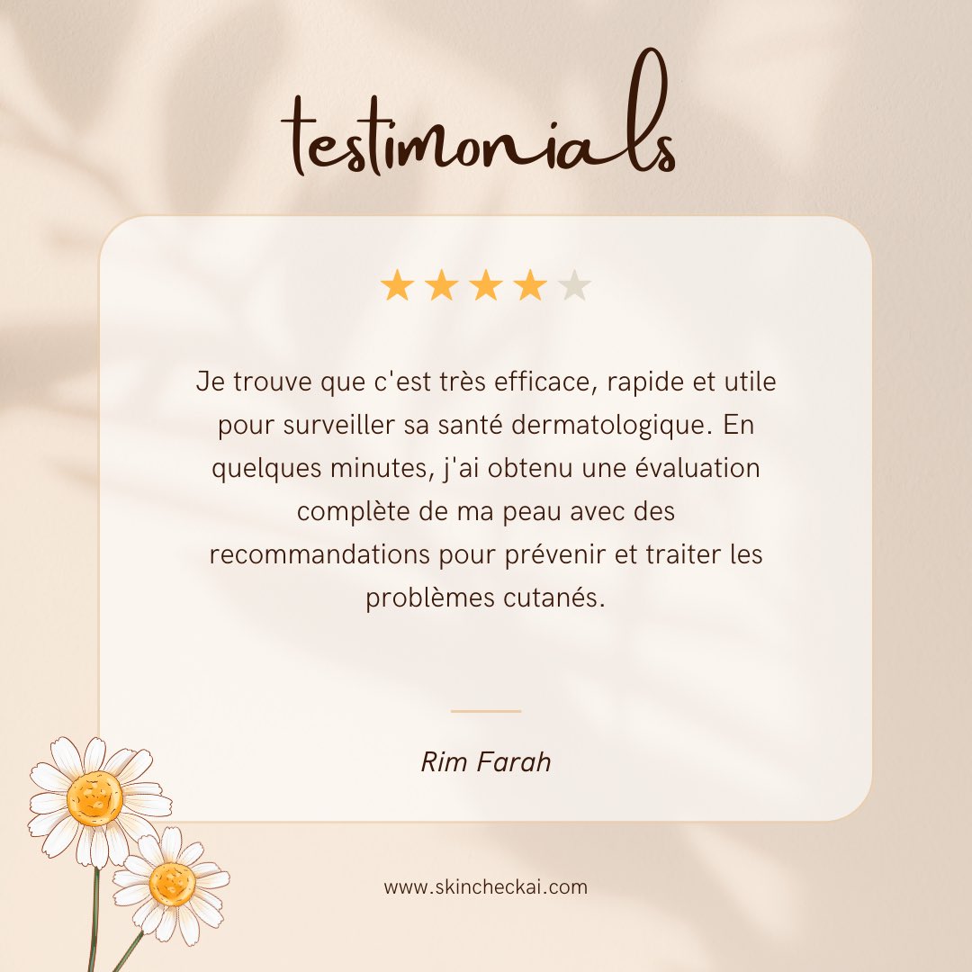 Merci Rim pour votre témoignage sur notre site skincheckai.com
#skincare #beauty #naturalbeauty #organicskincare #cleanskincare #skincareroutine #skincarecommunity #glowingskin #selfcare #wellness #beautytips #skincareproducts #naturalskincareproducts #veganskincare