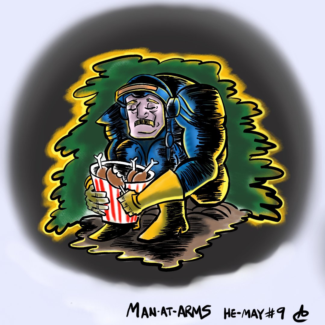 dungeonjanitor's tweet photo. "Never think while you're hungry" Man At Arms from Masters of the Universe 1987 #hemay @nathstones @MOTUdrawing https://t.co/lRJII9oPKv