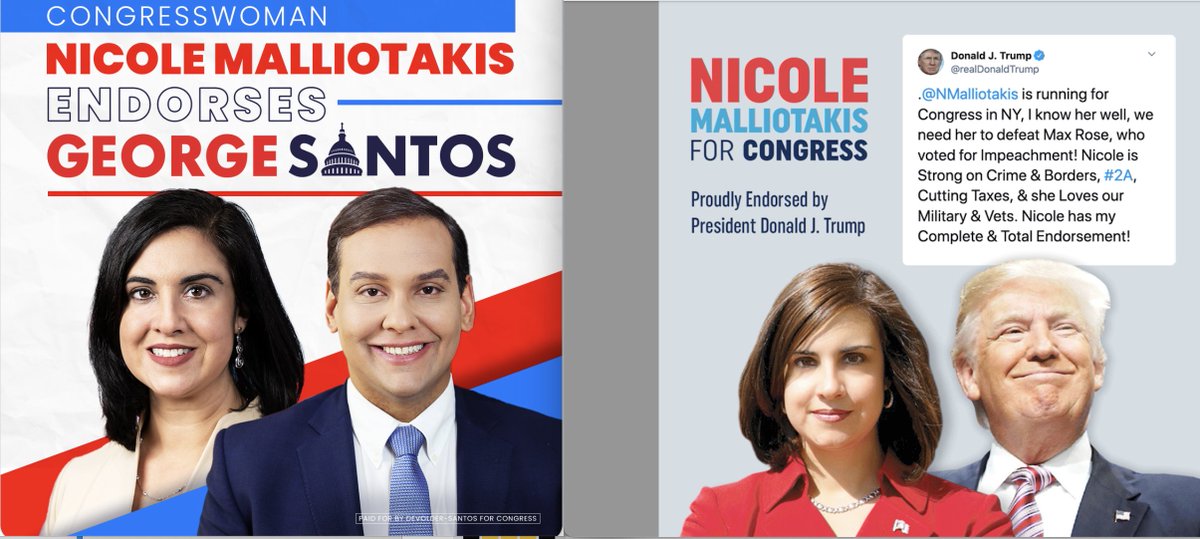 Sharing these photos of @RepMalliotakis with Donald Trump and George Santos for no particular reason.