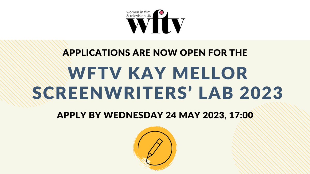 We have launched the WFTV Kay Mellor Screenwriters’ Lab 2023 to spotlight &amp; support emerging female writing talent in film &amp; TV. This programme will consist of craft writing masterclasses &amp; 1-2-1 sessions to offer project guidance. Find out more here: bit.ly/SLab_23