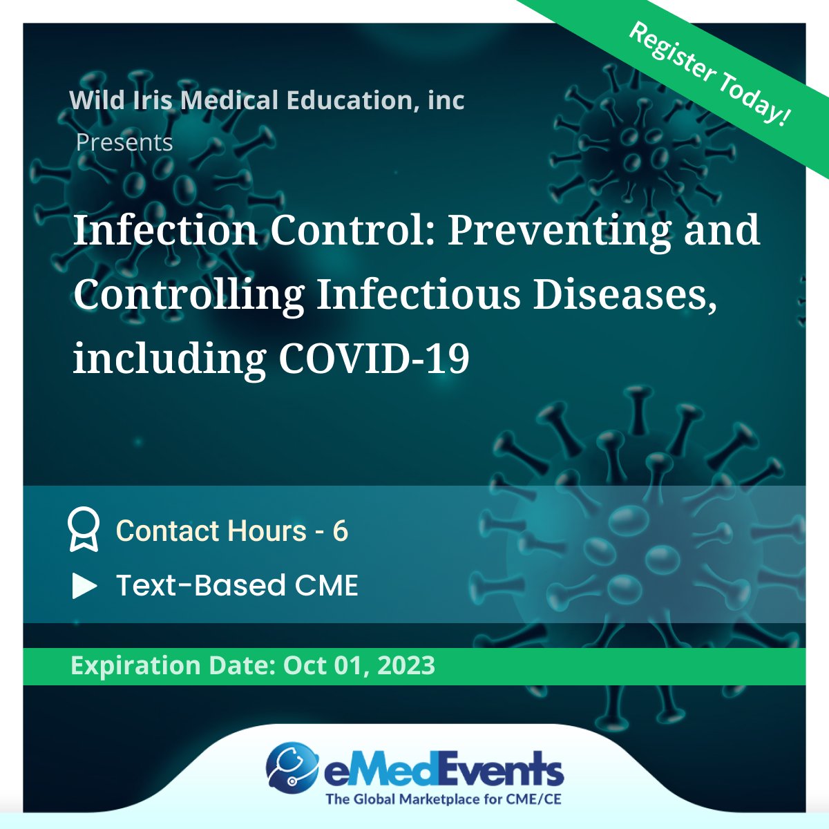 eMedEvents's tweet photo. Join Infection Control: Preventing and Controlling Infectious Diseases, including Covid-19, organized by Wild Iris Medical Education, Inc.
Register Today: https://t.co/Dsu4jJWd3M
#LongCovid #nursing #textbasedCME #CME #medicalconferences #GlobalCME #eMedEd #eMedEvents https://t.co/4r1cFwShq5