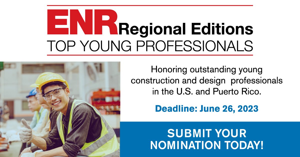 Do you know a rising industry leader under the age of forty? Nominate them for ENR Regionals' Top Young Professionals!  #TopYoungProfessionals
fal.cn/3y6mn
