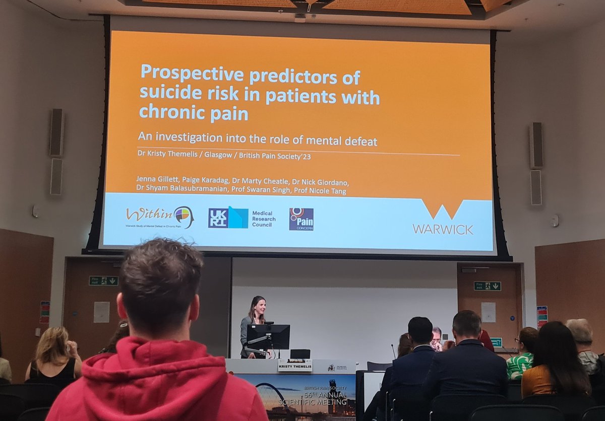 Warwick_SAP's tweet image. Congratulations to our fellow, @KristyThemelis who is shortlisted for &apos;best poster&apos; and gave a fantastic presentation on our predictors of suicidality in #ChronicPain findings as part of the WITHIN study #BPSASM2023