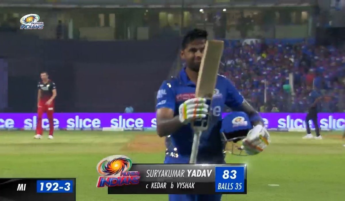 ☀️ He came
👀 He s̶a̶w̶ stared
💪🏻 He conquered

#OneFamily #MumbaiIndians #MI #Dream11IPL #MIvRCB @surya_14kumar