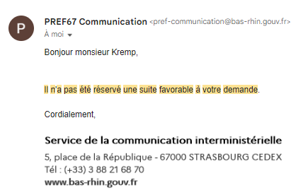 GuillaumeKrempp's tweet image. Une source me confirme ce que nous pressentions à @Rue89Strasbourg 

La préfecture ne nous envoie plus ses communiqués depuis près d'un an et ne répond à aucune de nos sollicitations depuis plus longtemps

Parce que la préfète est en désaccord total avec notre ligne éditoriale...