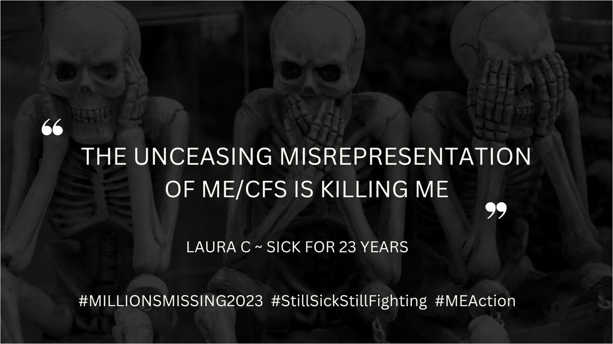 📢 ME/CFS is regularly misrepresented &amp; downplayed in the media

📢 ANYONE can get #MECFS 

📢 ME/CFS is NOT just fatigue

📢 ME/CFS can leave you bedbound &amp; unable to walk or speak

📢 There is no treatment or cure

#MillionsMissing #StillSickStillFighting <a href="/MEActNet/">#MEAction Network</a> <a href="/NIH/">NIH</a>