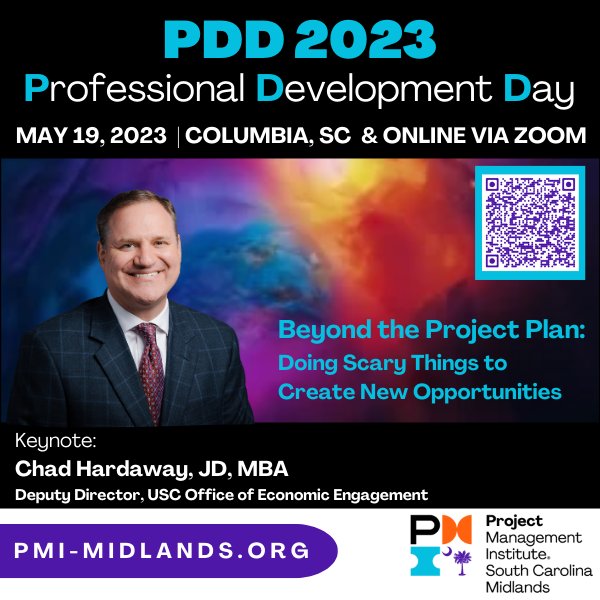 Attend #2023PDD in #Columbia #SouthCarolina  

Learn from bright minds &amp; thought leaders in Project Management Industry.

<a href="/ChadHardaway/">Chad Hardaway</a>, be there as the keynote speaker.
