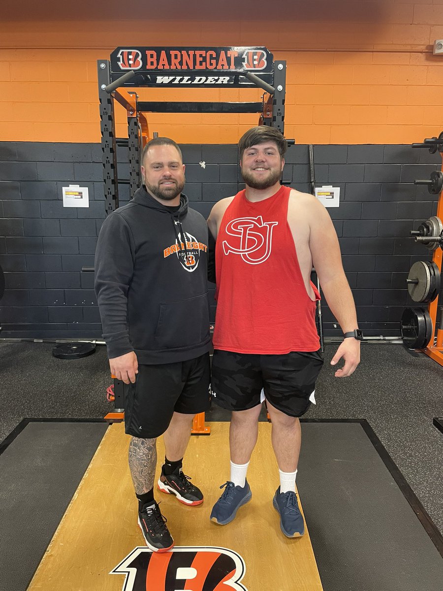 Always good to have your own come back! Good to see you <a href="/CDarmstatter/">Connor Darmstatter</a> . Keep working hard and do your thing at Shippensburg this fall. #ALLIN
<a href="/bengalpride67/">John Germano</a> <a href="/JrBengalsYFC/">Barnegat Jr. Bengals</a> <a href="/ROBMSFootball/">Brackman Middle School Football</a>