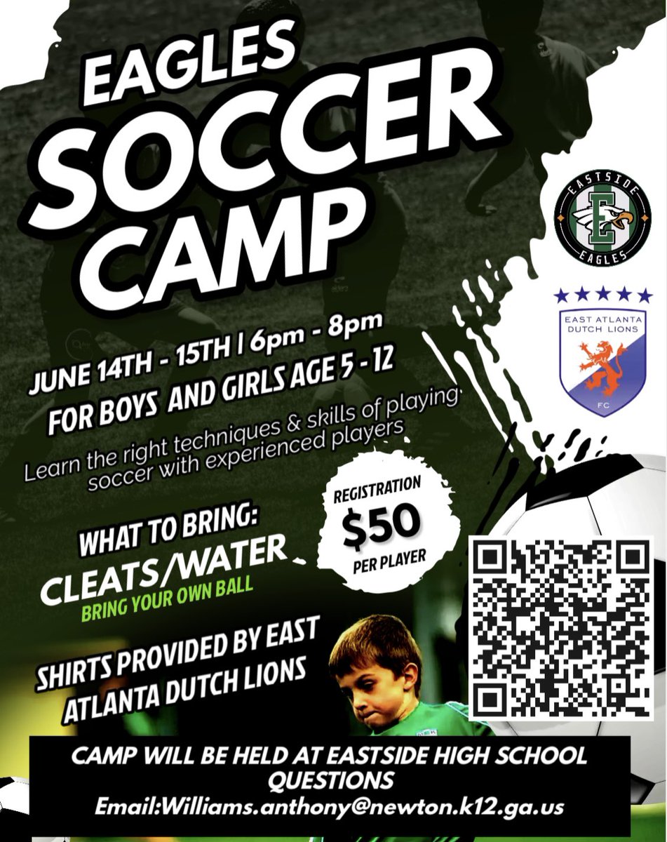 Come Kick It With The Eagles ‼️‼️‼️

🗓️ June 14th - 15th

⏰ 6pm-8pm

📍Eastside High School 

💲50.00

All Participants From The Ages 5-12 Are Invited To Learn Some Techniques &amp; Skills From Our Very Own Eagles 🦅

Click Here To Register - docs.google.com/forms/d/e/1FAI…