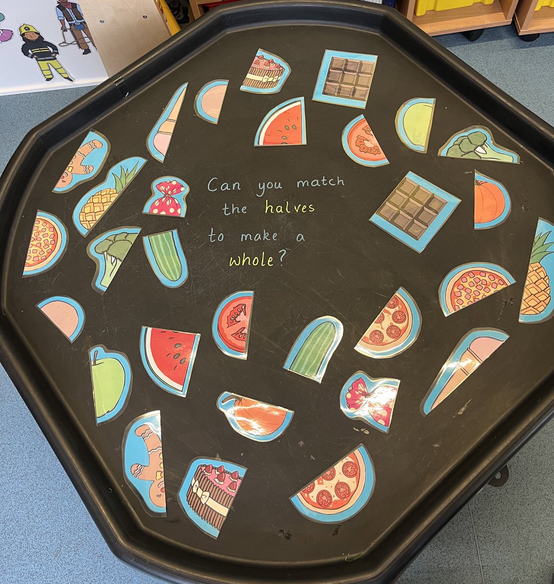 Tomorrows #tuffspot halves and wholes!  #eyfsmaths 

Game <a href="/twinklresources/">Twinkl Resources</a> … something simple but so effective! 🤩

#eytagteam #eytalking #eyfs #mathsteaching