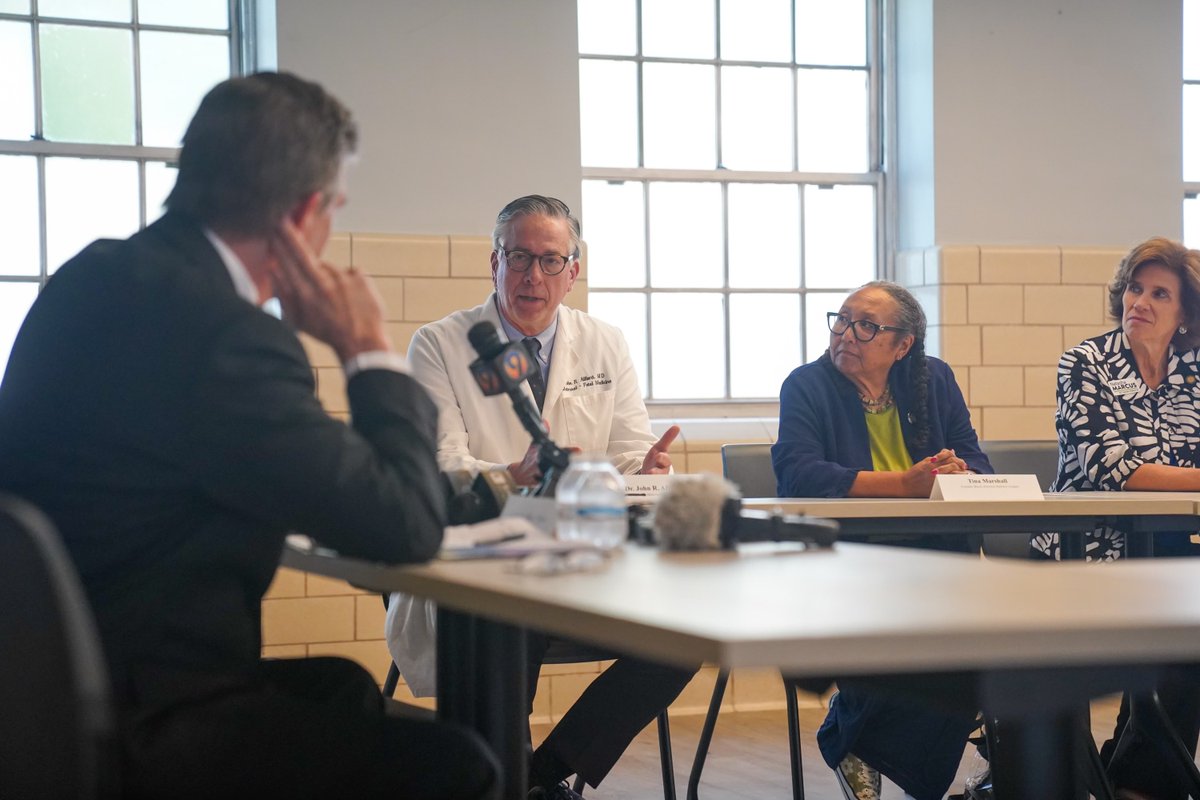 NC_Governor's tweet photo. Today, Gov. Cooper spoke with Mecklenburg County physicians, patients and advocates about women's reproductive health and the dangers of the extreme abortion ban Senate Bill 20. https://t.co/vzy1IU7TDY