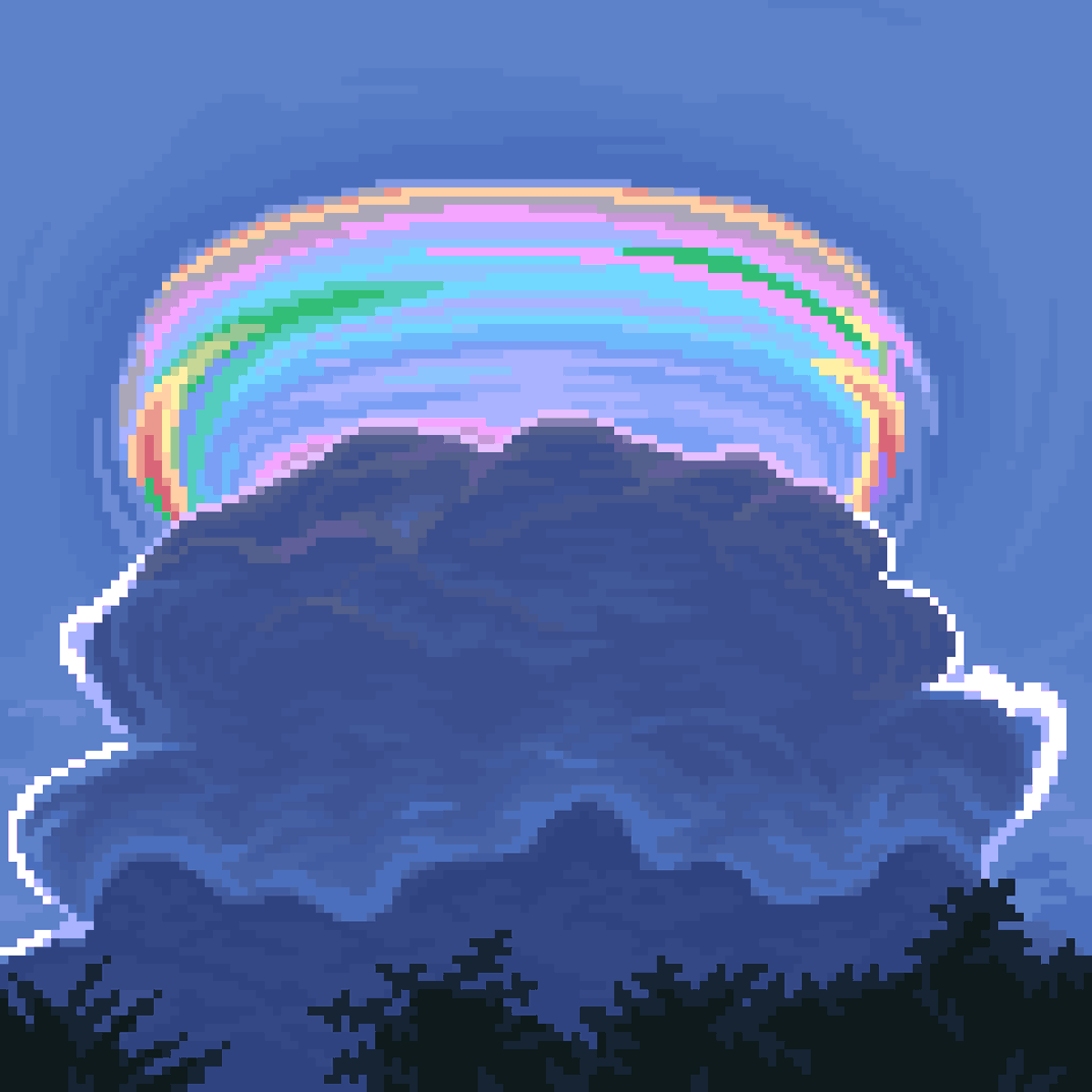 Iridescent pileus cloud (reference picture below)
#pixelart #cloudart