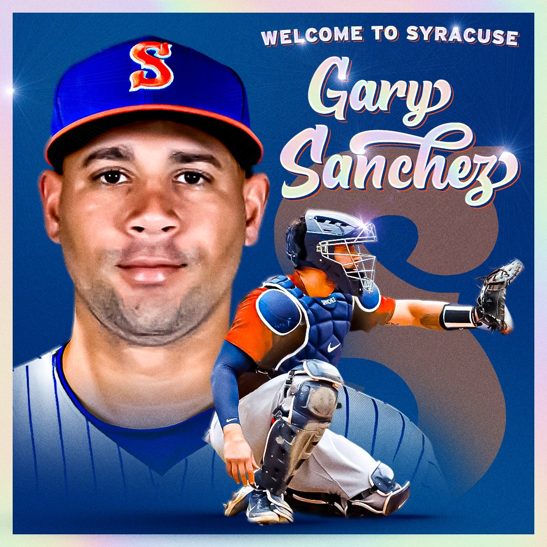We're excited to share that the newest Met, slugging catcher Gary Sanchez, will be joining the Syracuse squad! Let's give him a warm welcome 🤝🧡💙
#LGM
