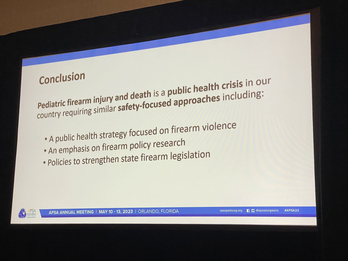 More from <a href="/JenLStevens7/">Jenny L Stevens</a> - States with the strongest gun laws have ~50% lower pediatric firearm fatality rates than states with the weakest gun laws. We're all Americans. 

IT'S THE GUNS.

pubmed.ncbi.nlm.nih.gov/36307297/

This is a public health EMERGENCY!
#APSA23 
#GunReformNOW