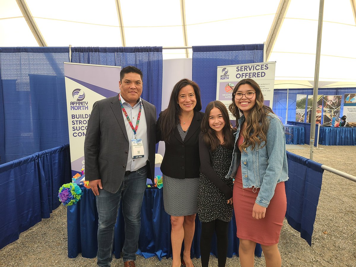 Proud of my daughters for introducing @Puglaas (Hon Jody Wilson-Raybould) as Keynote Speaker for 2023 Arctic Indigenous Investment conference on behalf of Affinity North. Their dedication to promoting Indigenous voices & leadership is inspiring.  #AIIC2023 #IndigenousLeadership