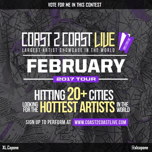 xlcapone's tweet photo. Vote for me to perform at #South Africa Edition! https://t.co/GrE4r6Upkt #Coast2Coast https://t.co/cD0T6JUjSv