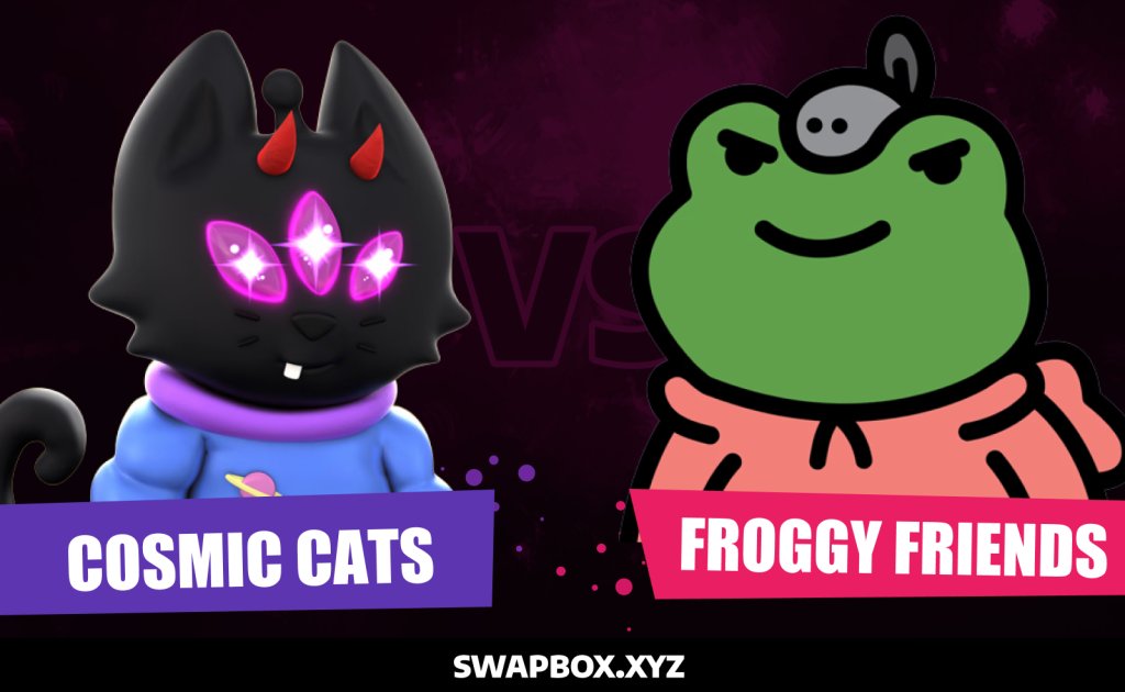 Round 7 #NFTBracket knockout competition has begun!! 🤜🤛 @CosmicCats_ vs @FroggyFriendNFT Will the winner be cats😼 or frogs🐸? Next thread to place your vote 👇👇