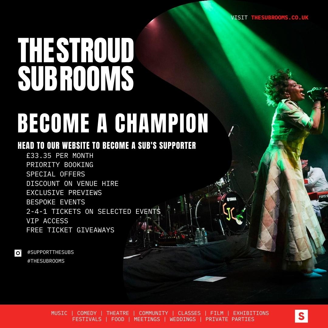 Support your favourite music venue, donate to charity and get exclusive access to early bird tickets, get special offers and other cool stuff! #musicvenue #supportlocal #thesubrooms #stroud #gloucestershire #whatsonglos #stroudevents #stroud #livemusicstroud #charity