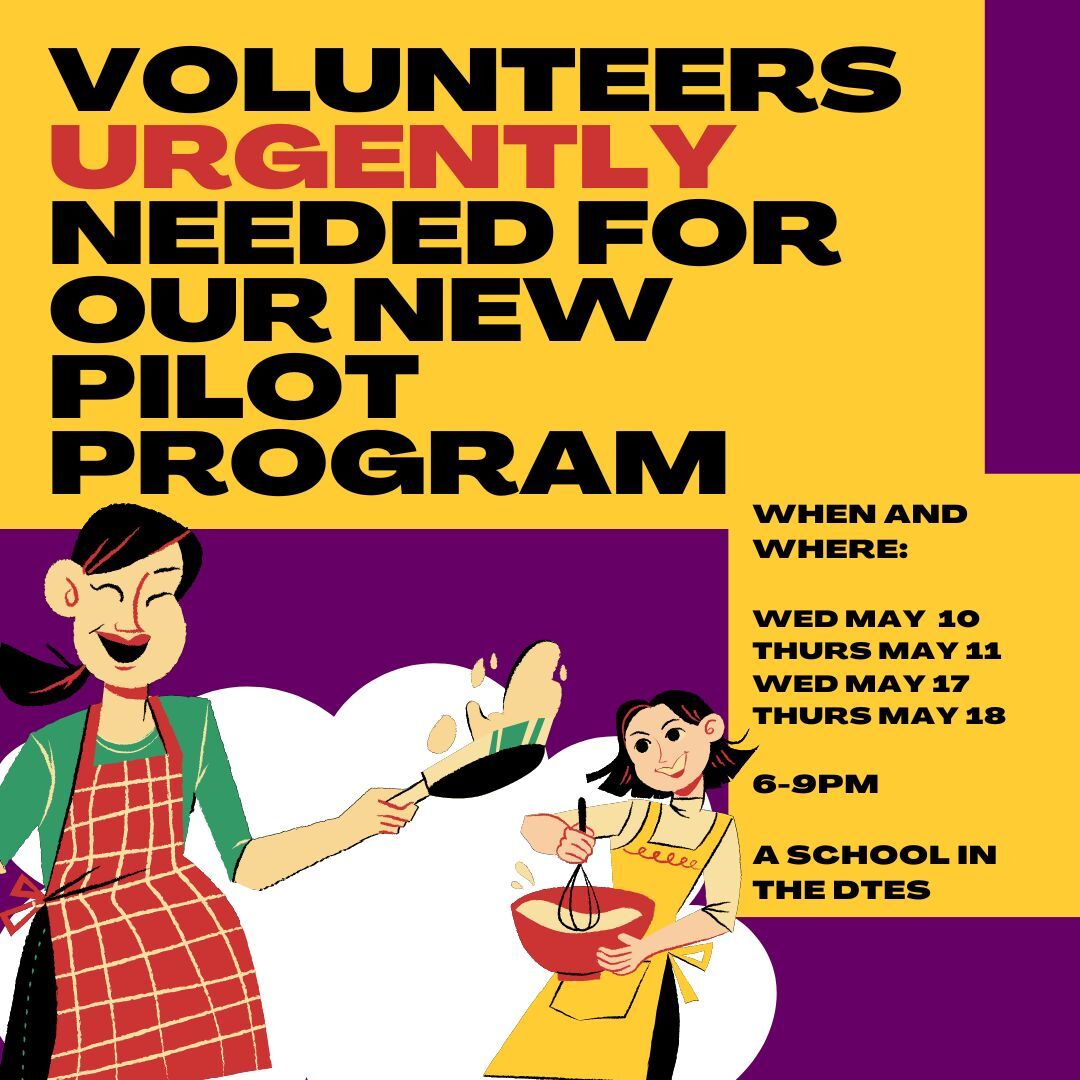 BIG NEWS! We have partnered with the <a href="/VSB39/">Vancouver School Board</a> to offer families at select schools free evening cooking classes. But we need a little extra help to make it happen. Sign up to volunteer in the link below. ow.ly/ONtG50OjCfS