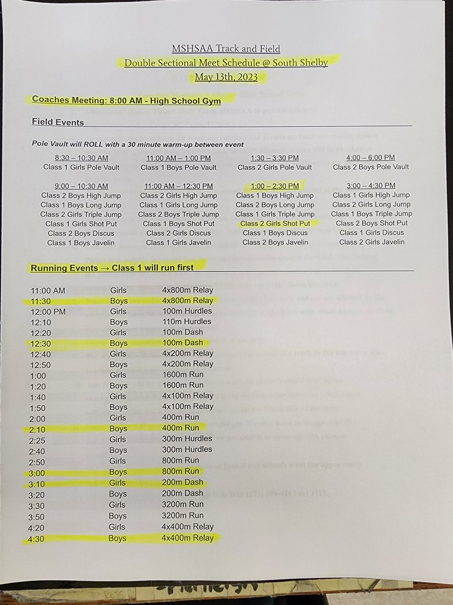 mack433's tweet image. Class 2 Sectional Meet Info
Date: Saturday, May 13th
Location: South Shelby HS in Shelbina
Admissions- Digital Tickets Only. Go to MSHSAA to purchase tickets. mshsaa.org/CMSPages/Ticke…

@MarkTwainTigers