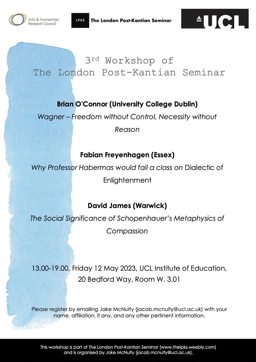The London Post-Kantian Seminar (@thelpks) on Twitter photo Final reminder: our next workshop is on this Friday <a href="/UCLPhilosophy/">UCL Philosophy</a>. Everyone welcome ππ Final reminder: our next workshop is on this Friday <a href="/UCLPhilosophy/">UCL Philosophy</a>. Everyone welcome ππ