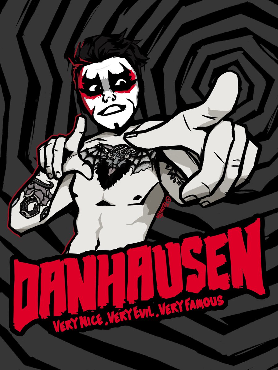 I have been holding on to this artwork for more than a year now because I wanted to send @DanhausenAD a poster version but now that it is in his PO box i can share it with the rest of the world #wrestlingfanart #aew #lovethatdanhausen #art #fanart #wrestling