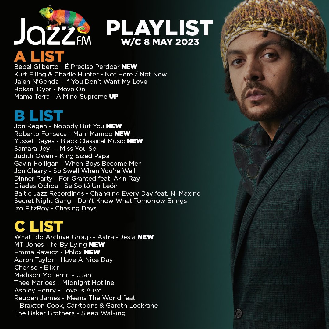 It's time to reveal the new Jazz FM Playlist - week commencing 8 May 2023 🔊 🎶

What do you think? Is your new favourite artist on our list?

Featured Artist: YUSSEF DAYES 📸

| <a href="/YussefDayes/">Yussef Dayes</a> #JazzFMPlaylist |