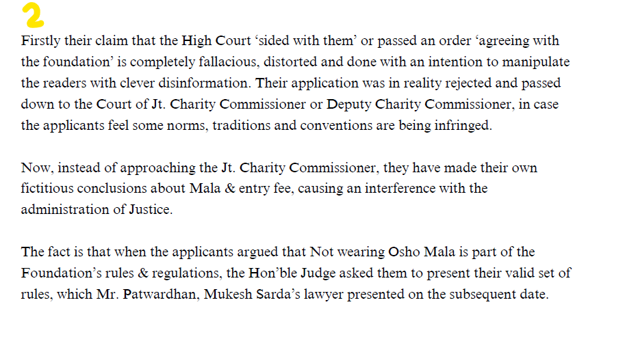 prempriyatama's tweet photo. OIF has been instructed to return to https://t.co/9YV4tZmMJ3 for additional clarifications.
Refer attached images for a response to the misinformation being spread by OIF(management) which is in VIOLATION of High Court order.
#SaveOshoLegacy
@PMOIndia @HMOIndia @CMOMaharashtra https://t.co/nbMxhRNoJF