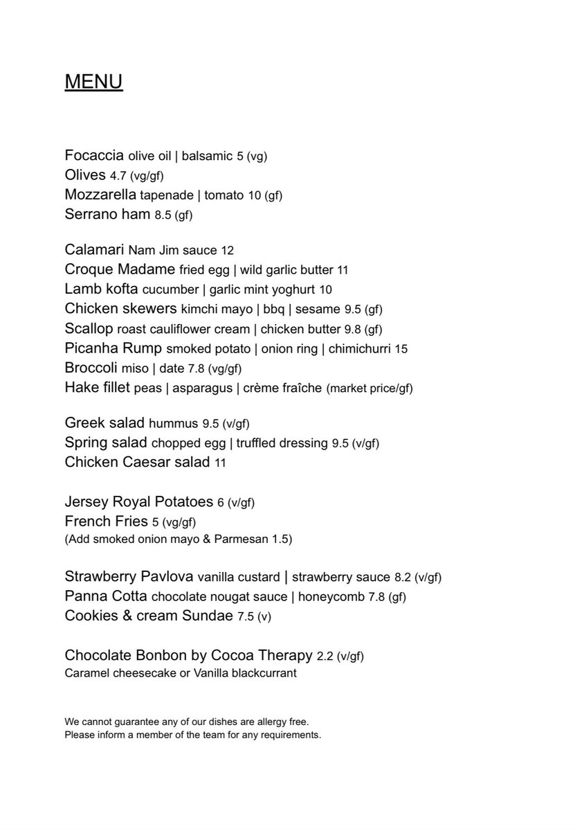 Evening all!

New menu tomorrow!