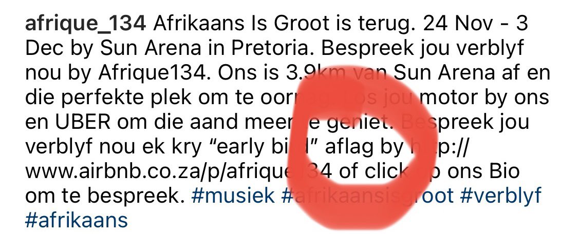 As jy vra om n bietjie minder te betaal en reception lag jou uit;  dan, neem ek aan, is dit n “aflag”.