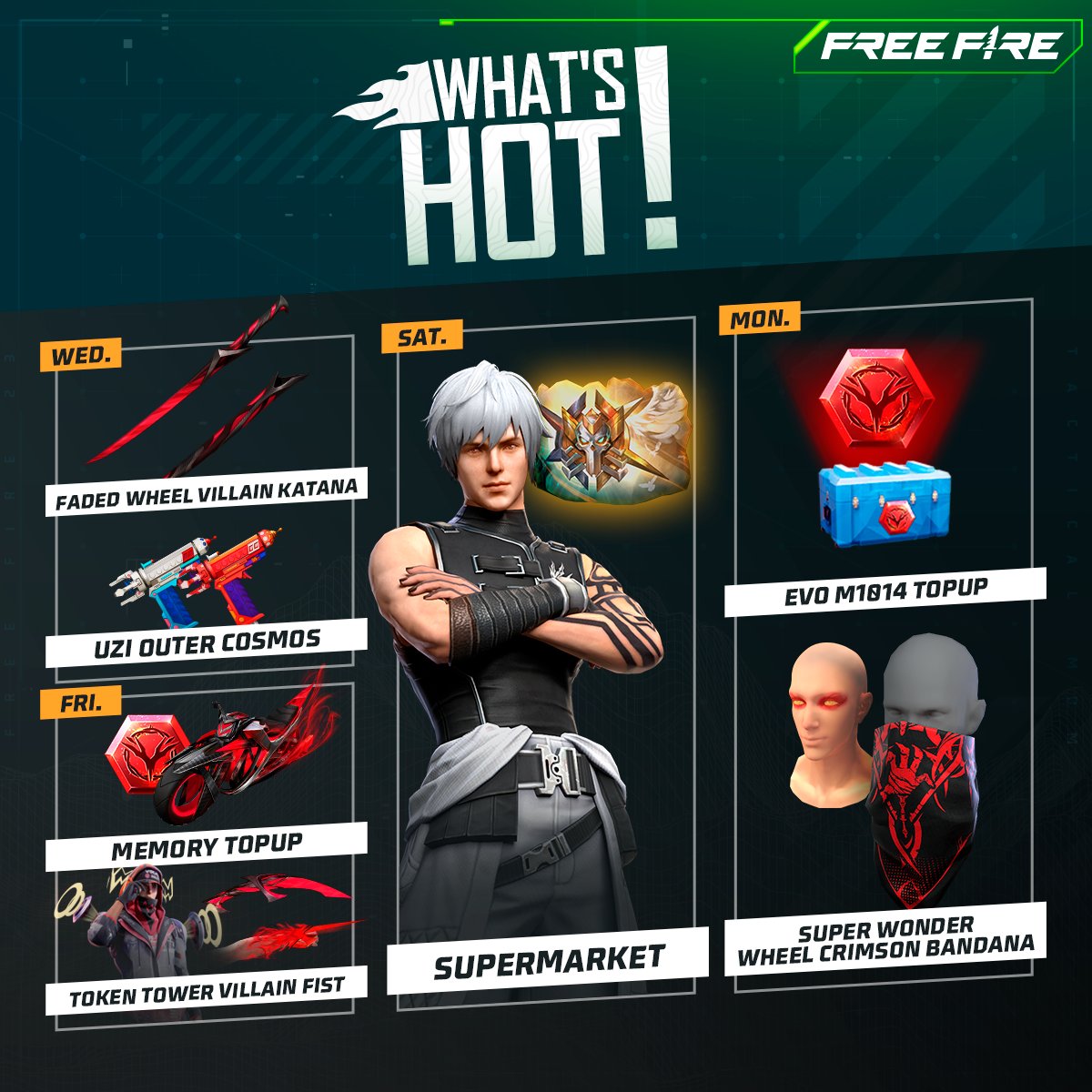 Garena Free Fire North America on X: 💰 TWO DAYS LEFT 💰 The Green Top  Criminal Mayhem bundle is making their comeback on May 13th! Don't miss out  on your chance of