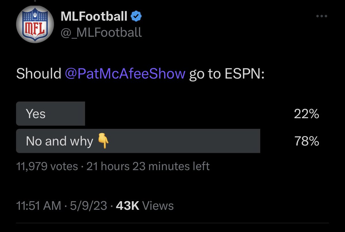 Mlfootball On Twitter Of Close To K Thousand Voters Do Not Want Patmcafeeshow To Go To