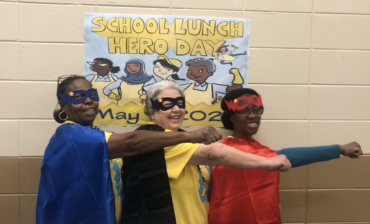 Superheroes fight hunger at Montview Elementary! #LunchLadies #FootprintsOnThe Moon