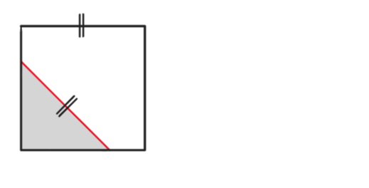 Elementary level. What fraction of the square is shaded? (Please note that the red segment is parallel to the diagonal of the square)