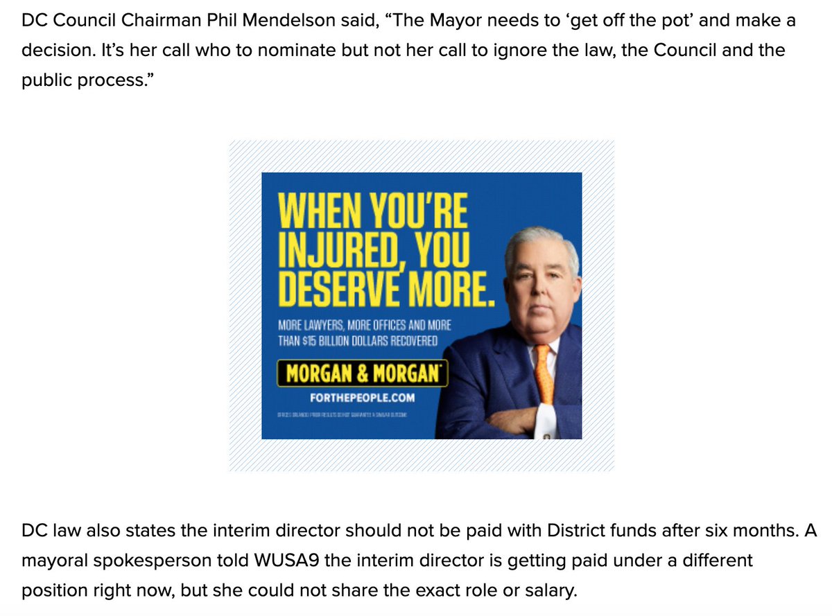 Bowser's office gave more details to <a href="/deliangoncalves/">Delia Gonçalves</a> after she dismissed Martin's q: the interim director is "getting paid under a different position."
wusa9.com/article/news/l…

Bowser is essentially ignoring the law. The Council has tools to stop her:
wtop.com/dc/2022/08/at-…