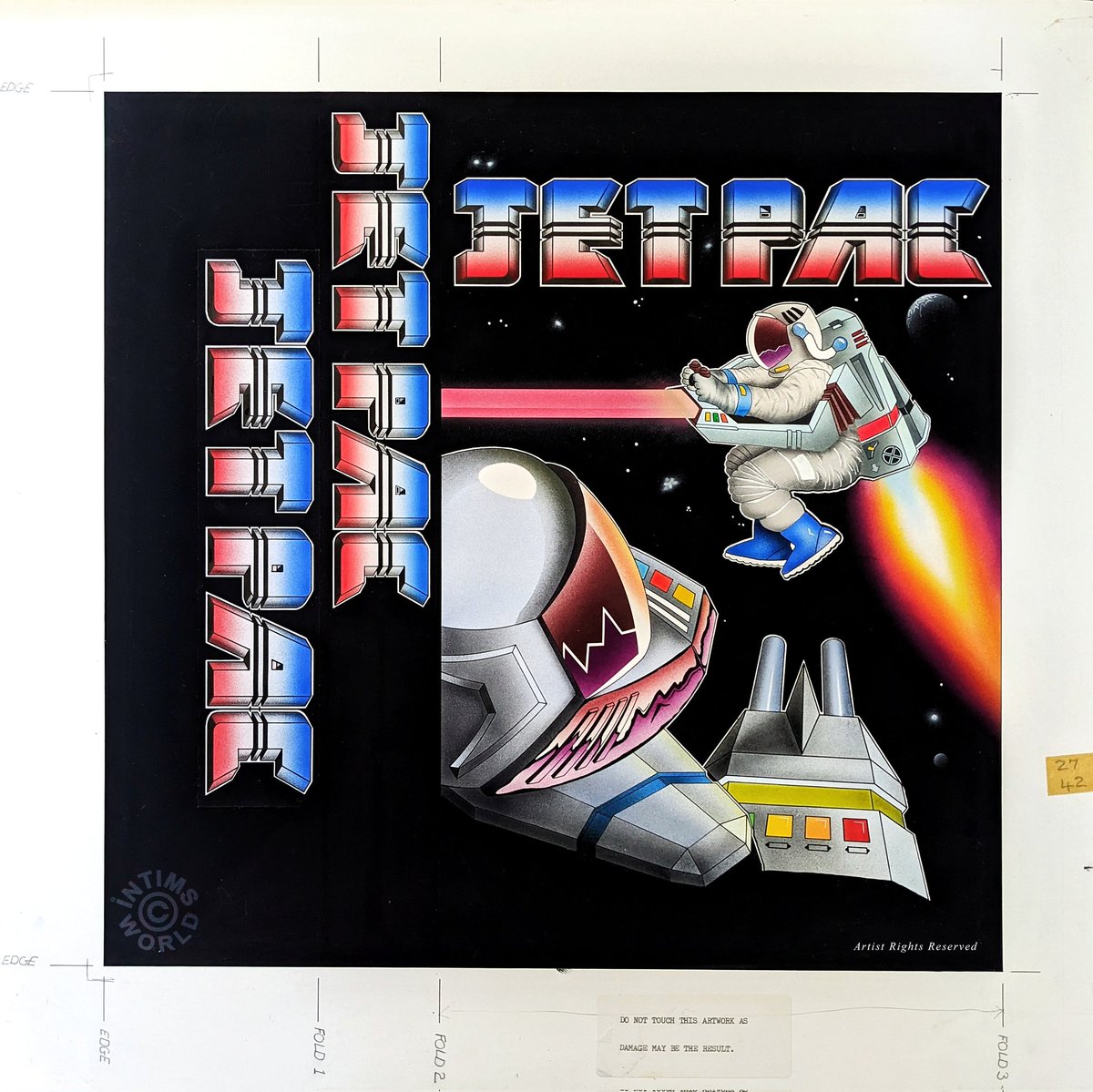 Original airbrushed artwork for Jetpac. 40 years on and I thought by now I’d have my own jet pack! 🚀 #intimsworld #jetpac #originalartwork #anniversary