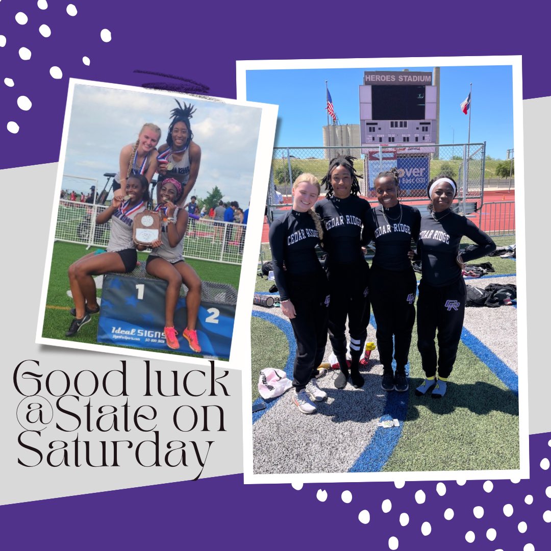 Good luck <a href="/CRTrackandField/">CRTrackandField</a> this weekend at the State meet!