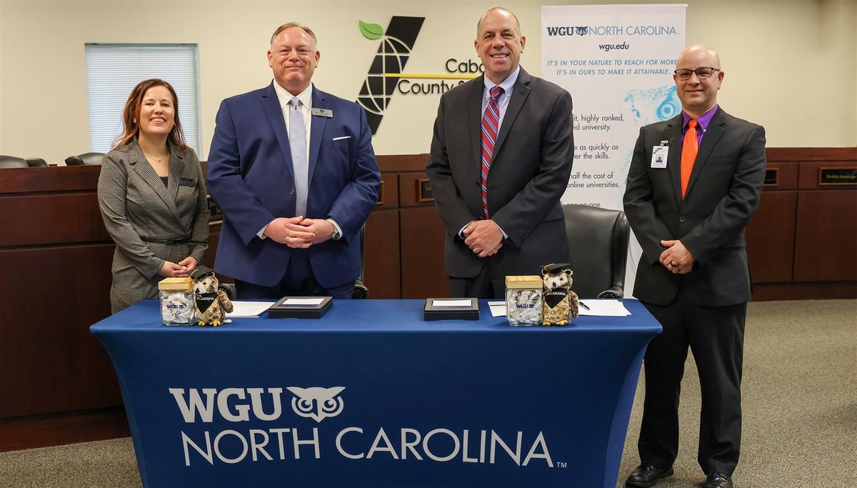 WGU Partners with CCS.
Staff from Cabarrus County Schools gathered at the district office in Concord to witness the formation of a new partnership.... Read more here: bit.ly/3LSe5N1