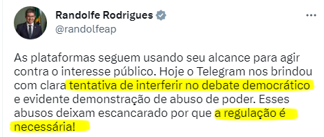MBLivre's tweet photo. Esquerda brasileira pedindo censura do Telegram após Telegram alertar para perigo de censura. É disso que se trata. https://t.co/IT6Fdggoix